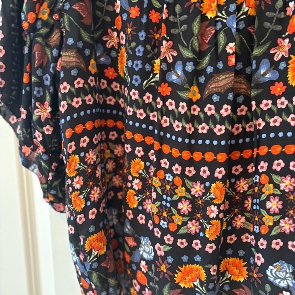Olivaceous Floral Cottagecore Bohemian Short Sleeve Top Blouse Size Large - Picture 9 of 14
